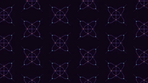 Abstract glowing network pattern background with connected nodes, seamless Stock Footage 332107093