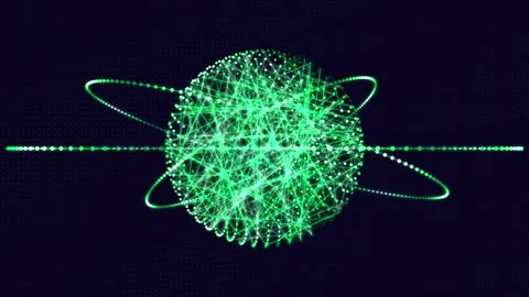 Abstract glowing network sphere with orbiting lights, futuristic concept Stock Footage 339961895