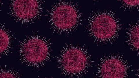 Abstract glowing network spheres animation on dark background, futuristic tech Stockbeeldmateriaal 332107403