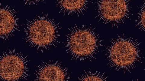 Abstract glowing network spheres pattern on dark background, seamless tech Stock Footage 330068487