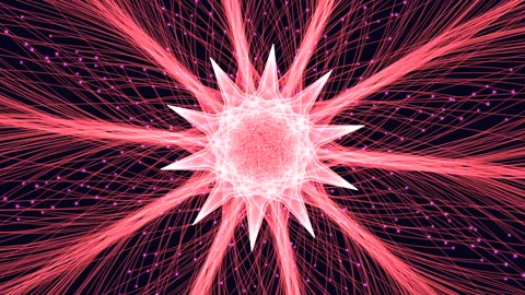 Abstract glowing neural network sphere with dynamic pink energy lines on dark Vídeos de archivo 334139679