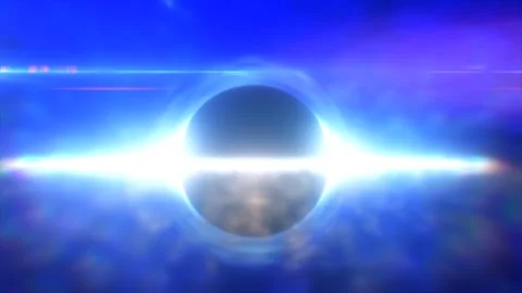 Abstract glowing object resembling a black hole surrounded by bright light .. Stock Footage 283911623