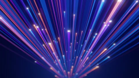 Abstract Glowing Optical Fiber Light Beams and High Speed Data Rays Motion Stock Footage 346621757