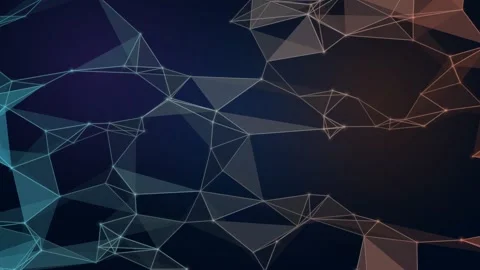 Abstract Glowing Orange and Blue Triangle Mesh Wireframe Background Loop Vídeos de archivo 345704062