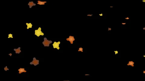 Abstract Glowing Orange and Yellow Particles Floating on Black Background Stockbeeldmateriaal 343951839