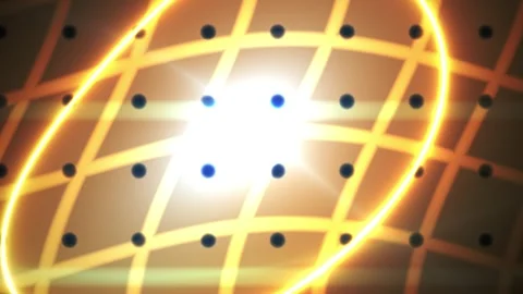 Abstract Glowing Orange Digital Network Globe Animation with Light Flare Stock Footage 343687437