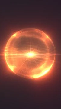 Abstract glowing orange energy sphere with radiant plasma waves and a brigh.. Illustrazione stock