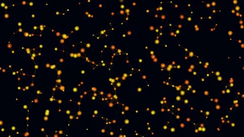 Abstract Glowing Orange Particles on Black Background Stock Footage 340986963