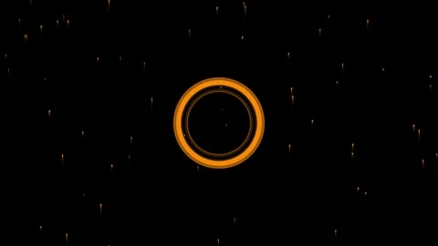 Abstract glowing orange ring with light particles rising on dark background.. Stock Footage 341812493