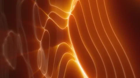 Abstract glowing orange waves with smooth curves on dark background Stock Illustration