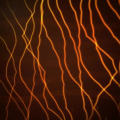 Abstract glowing orange wavy lines pattern on dark background Stock Footage 345689381