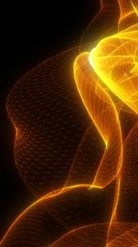 Abstract glowing orange wireframe waves creating futuristic 3D shapes Illustrazione stock