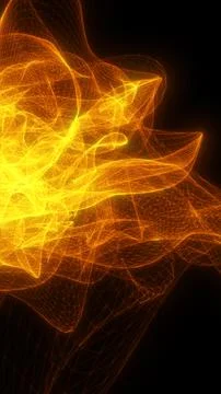 Abstract glowing orange wireframe waves creating futuristic 3D shapes Stock Illustration