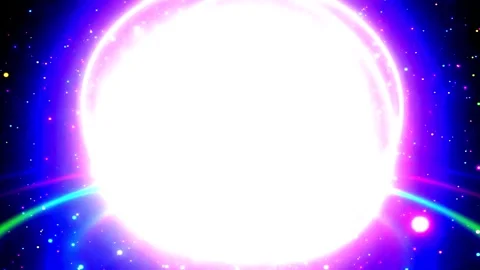 Abstract glowing orb with colorful rings in cosmic nebula background during.. Stock Footage 346707078
