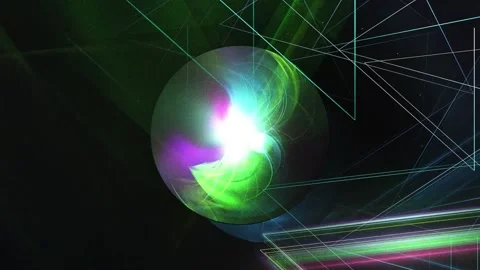 Abstract Glowing Orb with Futuristic Geometric Laser Lines Background Stock Footage 346154254