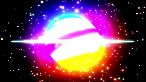 Abstract glowing orb with vibrant rainbow colors and starfield during cosmi.. 스톡 동영상 346749078