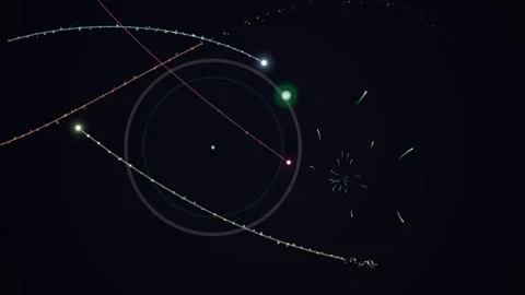Abstract Glowing Orbit Trajectories and Green Light Vector Stock Footage 337516181