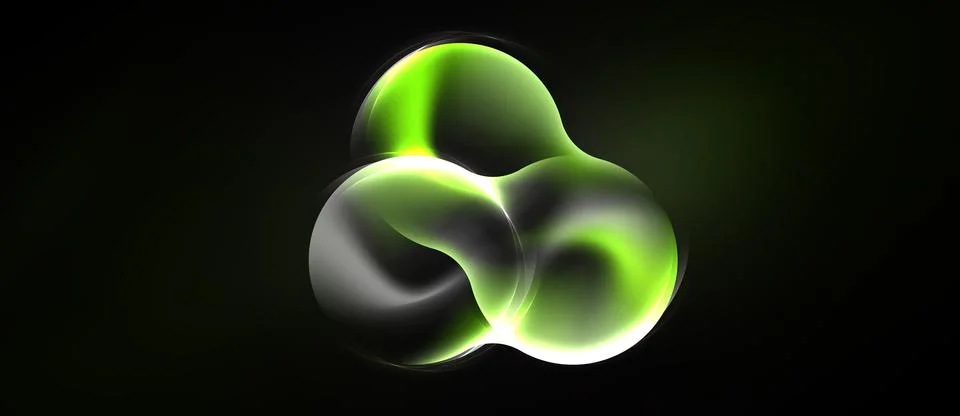 Abstract glowing orbs blend, creating fluid shapes. Dark background emphasize Stock Illustration