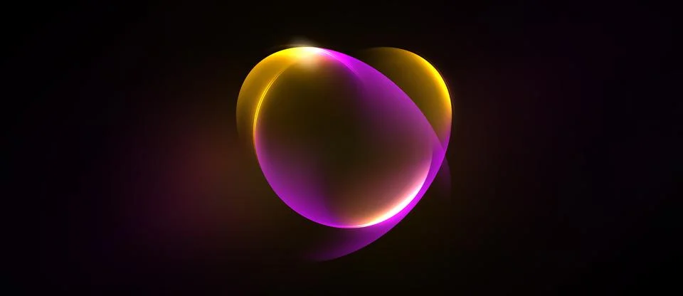 Abstract glowing orbs overlap, creating vibrant visual effect. Purple, gold.. Stock Illustration