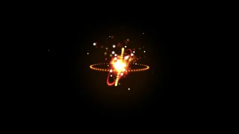Abstract glowing particle explosion with bright yellow and red rings video Stock Footage 346062689