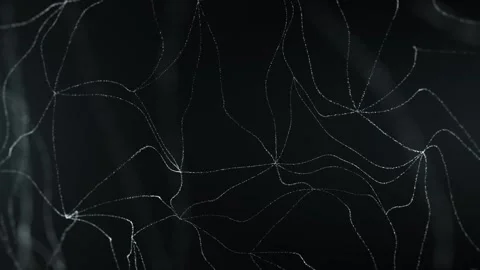 Abstract glowing particle lines forming an organic digital network pattern on Видео 331032485