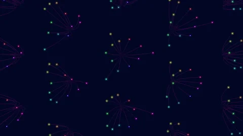Abstract glowing particle network background with colorful nodes on dark blue Stock Footage 333188785