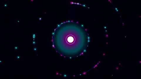 Abstract glowing particle orbits in motion Video stock 346290428