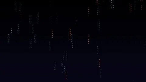 Abstract glowing particle rain falling vertically against a dark background Stock Footage 346862658