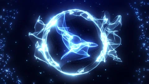 Abstract glowing particle sphere, atom, energy ball shining brightly with ray Stock Footage 255788746