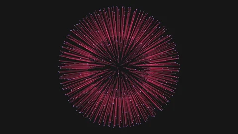 Abstract glowing particle sphere with radial lines on dark background, 3D style Stock Footage 333188961
