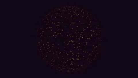 Abstract glowing particle sphere rotating on dark purple background, 3D render Видео 332107188