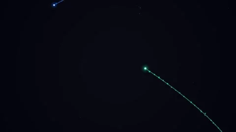 Abstract Glowing Particle Trails Moving in Dark Space Stock Footage 330095922