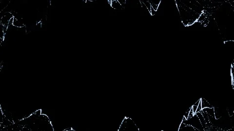 Abstract glowing particle waves forming a dynamic frame on a black background Видео 331032250
