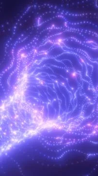 Abstract glowing particle waves forming intricate network patterns in soft vi Stock Illustration