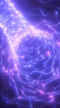 Abstract glowing particle waves forming intricate network patterns in soft vi Stock Illustration