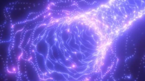 Abstract glowing particle waves forming intricate network patterns Stock Illustration