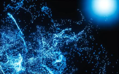 Abstract glowing particles, 3d rendering. Stock Illustration
