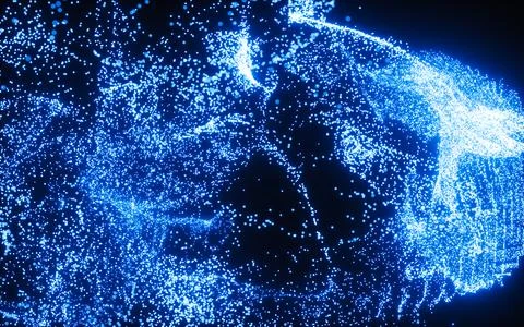 Abstract glowing particles, 3d rendering. Stock Illustration