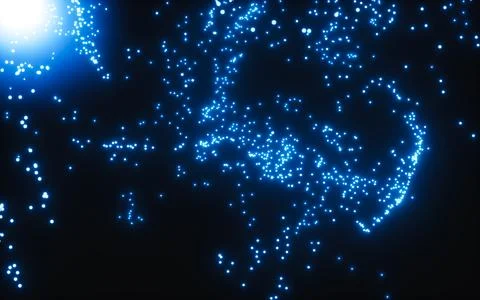 Abstract glowing particles, 3d rendering. Stock Illustration