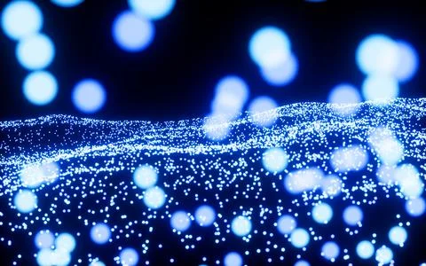 Abstract glowing particles, 3d rendering. Stock Illustration
