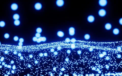 Abstract glowing particles, 3d rendering. Stockillustratie