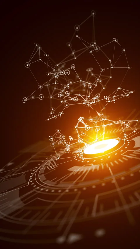 Abstract glowing particles and Sci Fi interface in seamless loop. Stock Footage 315526549