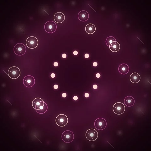 Abstract glowing particles arranged in a circular pattern on a dark backgroun Stock Footage 347806232
