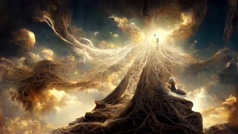 Abstract Glowing particles dynamic shape line background, Animation Loop Stock Footage 208102479