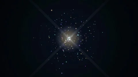Abstract glowing particles exploding from center on dark background for Video stock 346214405