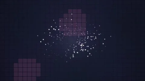 Abstract glowing particles explosion and digital grid background, dark blue.. Stock Footage 348421142