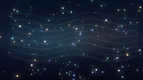 Abstract glowing particles floating across wavy digital lines Stock Footage 335943098