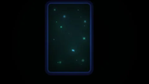 Abstract glowing particles floating in dark digital screen interface. Stock Footage 334474810