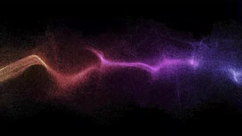Abstract glowing particles flow through dark space. Stock Footage 340466146