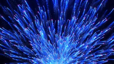 Abstract glowing particles flying with wave energy, magic particles sparkle Stock Footage 263973122